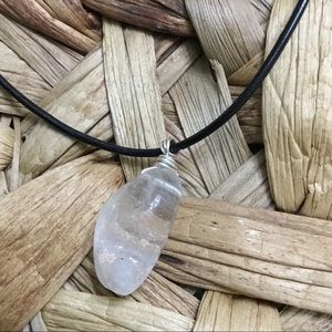 Handmade Crystal drop necklace on leather cord